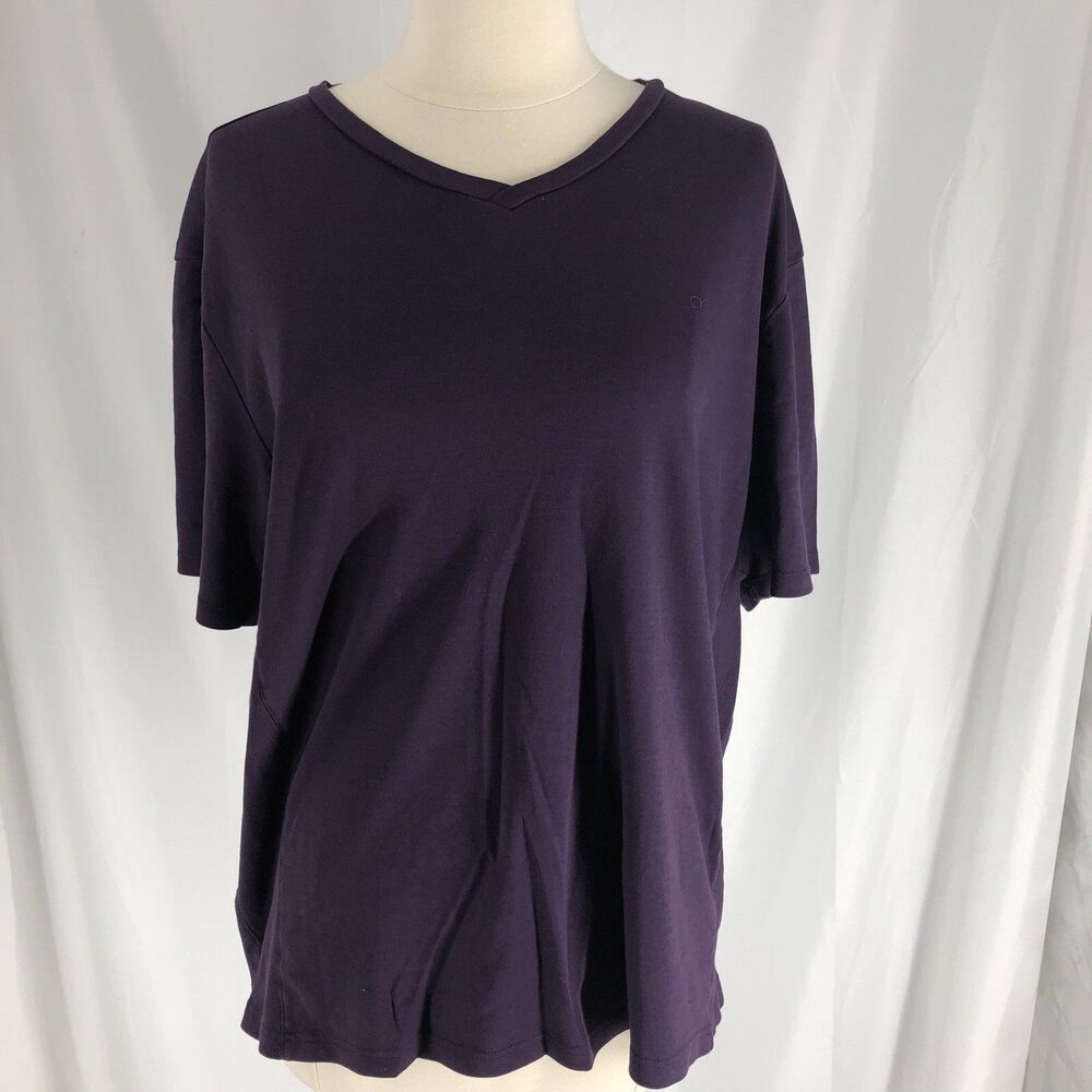 Calvin Klein Performance Purple V-Neck Short Sleeve Top Large